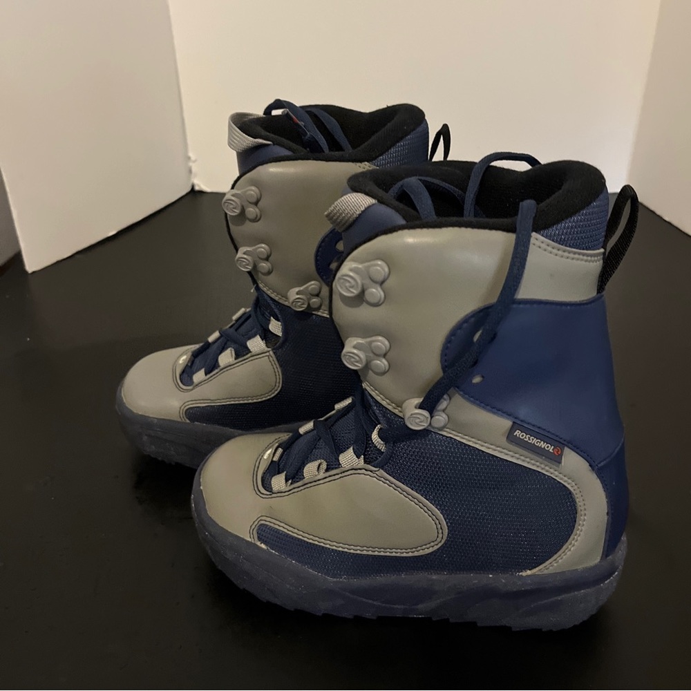 VINTAGE ROSSIGNOL SOLO MEN SZ 6 WOMEN'S 7 SNOWBOARD BOOTS blue/ gray
